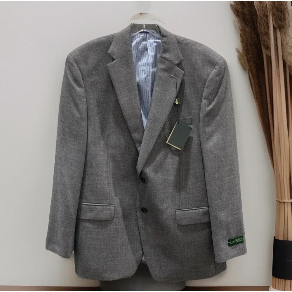 NEW Lauren Ralph Lauren Mens 42S Classic Gray Blazer‎ Suit Sport Coat